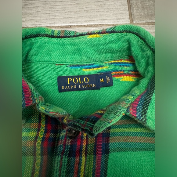 Polo Ralph Lauren Vintage Green Beacon Aztec Woven Button Down Shirt Size M - Picture 2 of 11